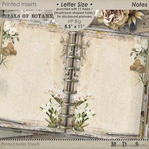 Páginas de notas tamaño carta de 8,5 x 11 para Happy Planner, recambio de planificador grande estilo vintage