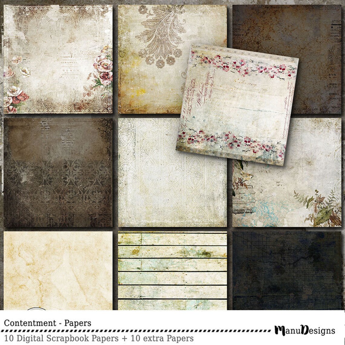 Digital Paper Pack Scrapbook Papers Printable Papers Shabby Etsy