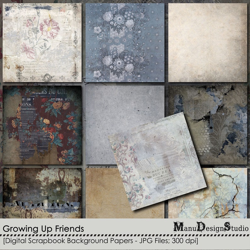 Mixed Media Vintage Printable Papers Digital Paper Pack Etsy