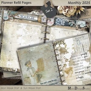 Planificador mensual 2025 Recarga Happy Planner: grande, clásico o mini