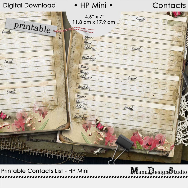 Printable Address Inserts Address Book for Happy Planner Etsy