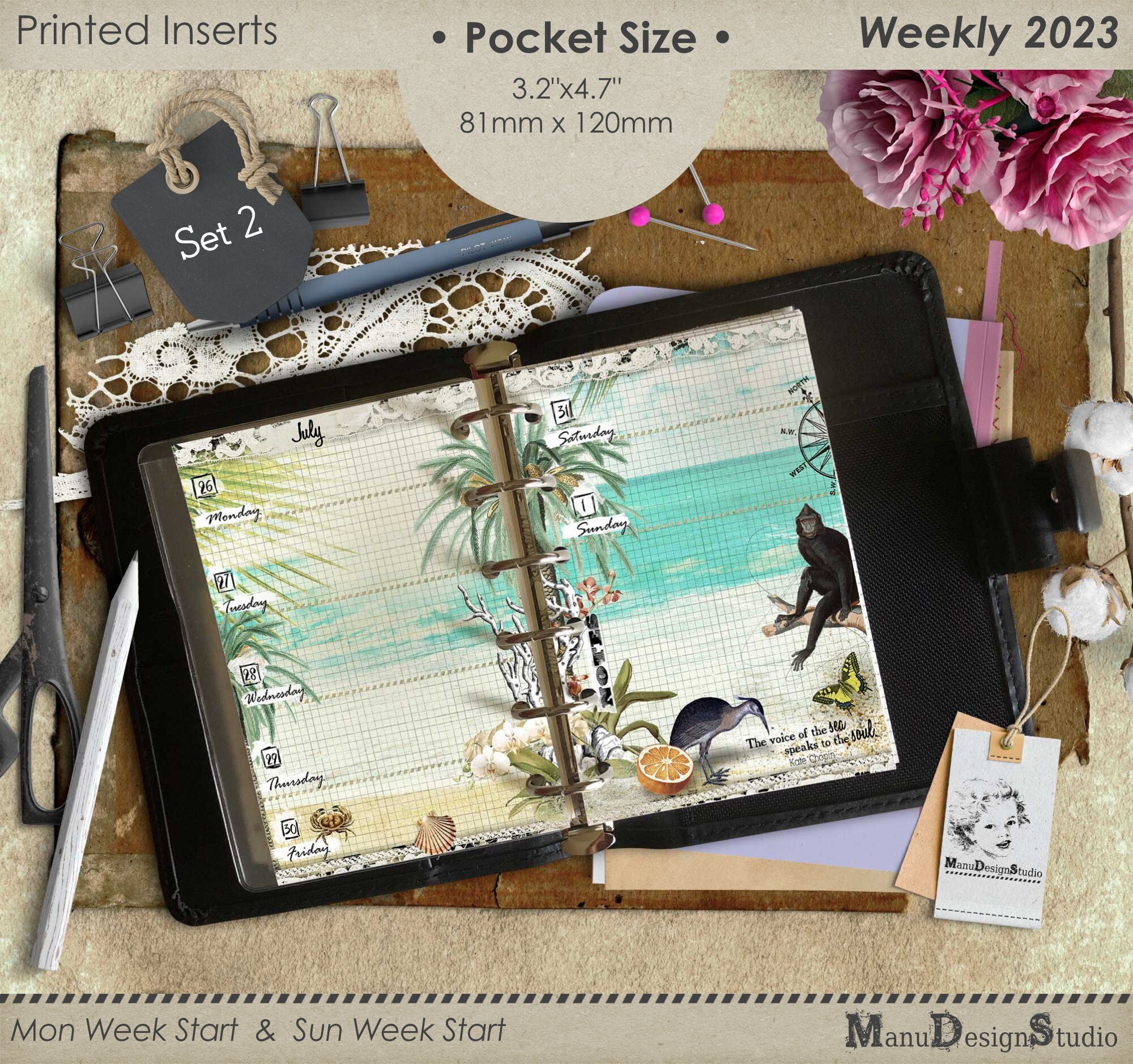 2023 Pocket Weekly Agenda Refill - Books and Stationery