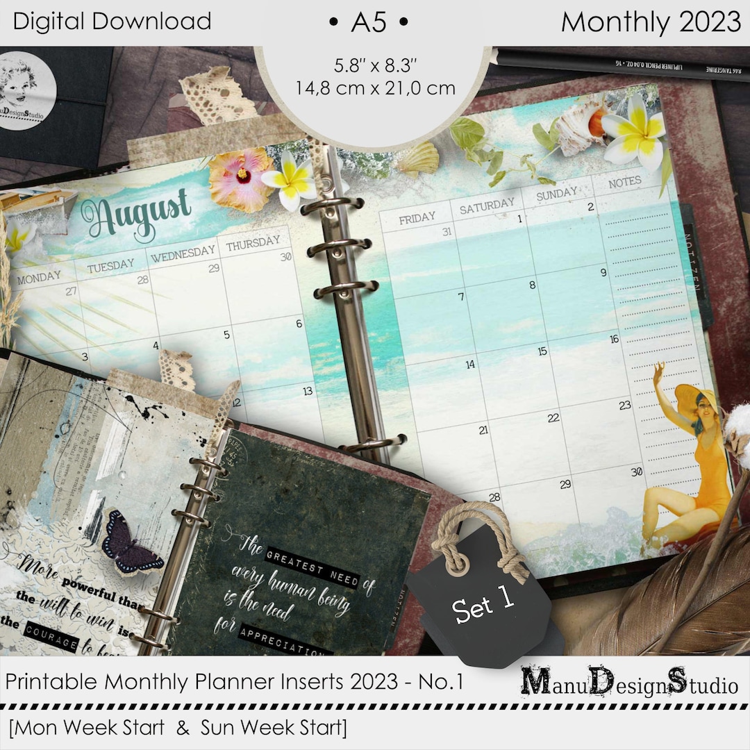 Printable Monthly Planner Inserts 2023 in A5 Size No. 1 - Etsy Canada