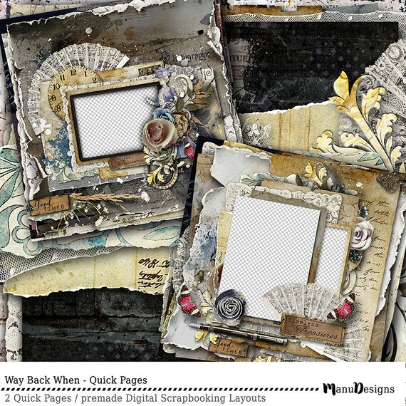 Vintage Digital Scrapbook Layouts, Digital Scrapbooking Heritage Quick  Pages, Best of Times 