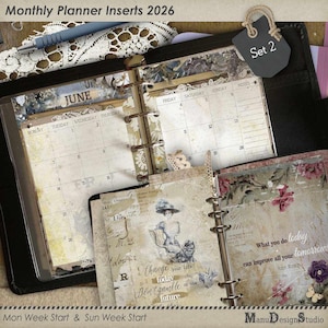 2026 Printed Monthly Planner Inserts, Various Sizes