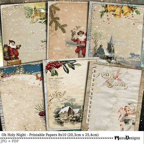 Printable Papers 8x10 Vintage Christmas Printables Christmas - Etsy