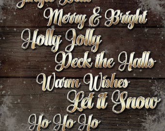 Christmas Cheer Word Art – Gold Holiday Overlays (PNG)