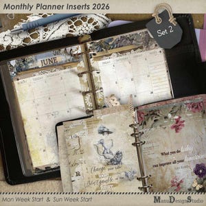 2026 Printed Monthly Planner Pages,  Choose your size: A5, A6, Pocket, Personal, Half Size, Agenda 2026 Refill Inserts