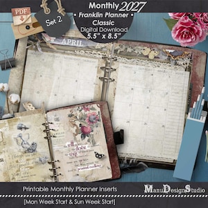 Monthly Planner 2027 Refill 5.5 x 8.5 for Franklin Covey Classic Binder