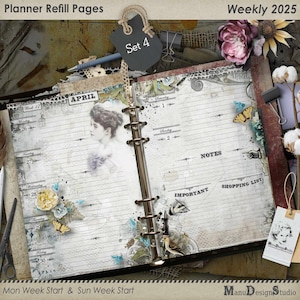 2025 Weekly Planner Refill Pages, Set No. 4