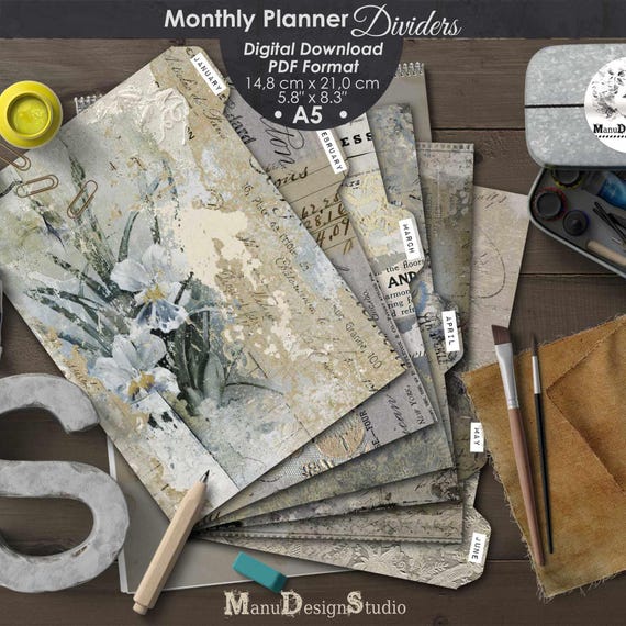 Planner Dividers A5 Printable PDF Monthly
