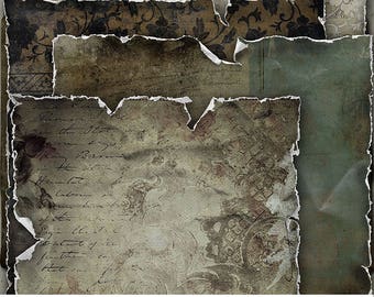 Ripped Paper Textures, Digital Scrapbook Templates (Digital Download)