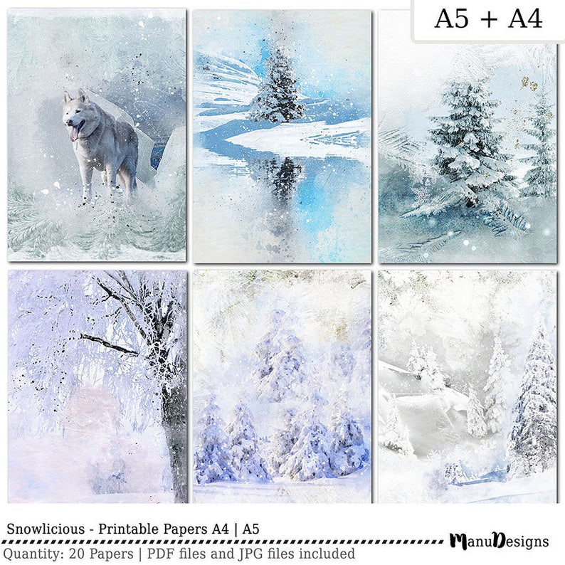 Winter/spring Paper Winter Printable Papers, A4 Printable Paper, Digital Papers, Scrapbook ...