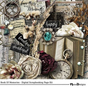 Digital Scrapbooking Kit, Vintage Scrapbook Kit, Scrapbook Digital