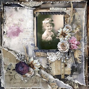 Vintage Digital Scrapbook Layouts, Digital Scrapbooking Heritage Quick Pages, Best Of Times image 2