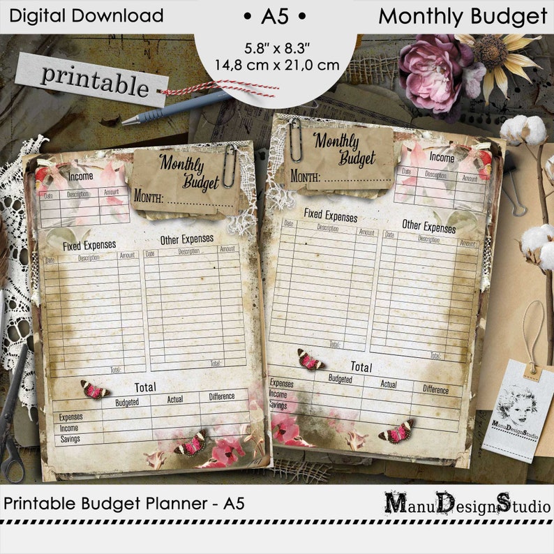 Monthly Budget Planner Printable A5 Size Financial Planner | Etsy