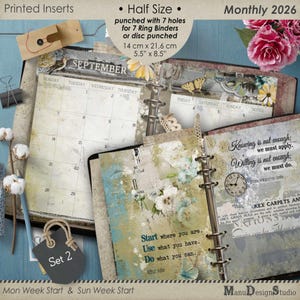 Half Letter Size 2026 Monthly Planner Refill, Agenda Inserts 2026, Set No. 2 - For US Customers (Customs Included)