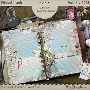 Printed Weekly Planner Inserts 2025, Size A6, 4.1x5.8