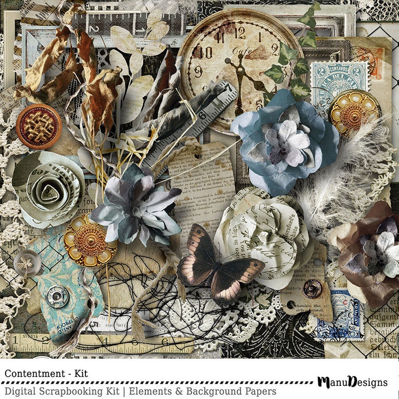 Digital Scrapbooking Kit Vintage Scrapbook Kit Scrapbook Etsy
