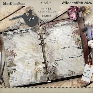 2026 Weekly German Planner Inserts, Size A5, Set No. 4
