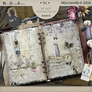 Printed Planner Refill Inserts 2026 Size B6, in German, Set No.1