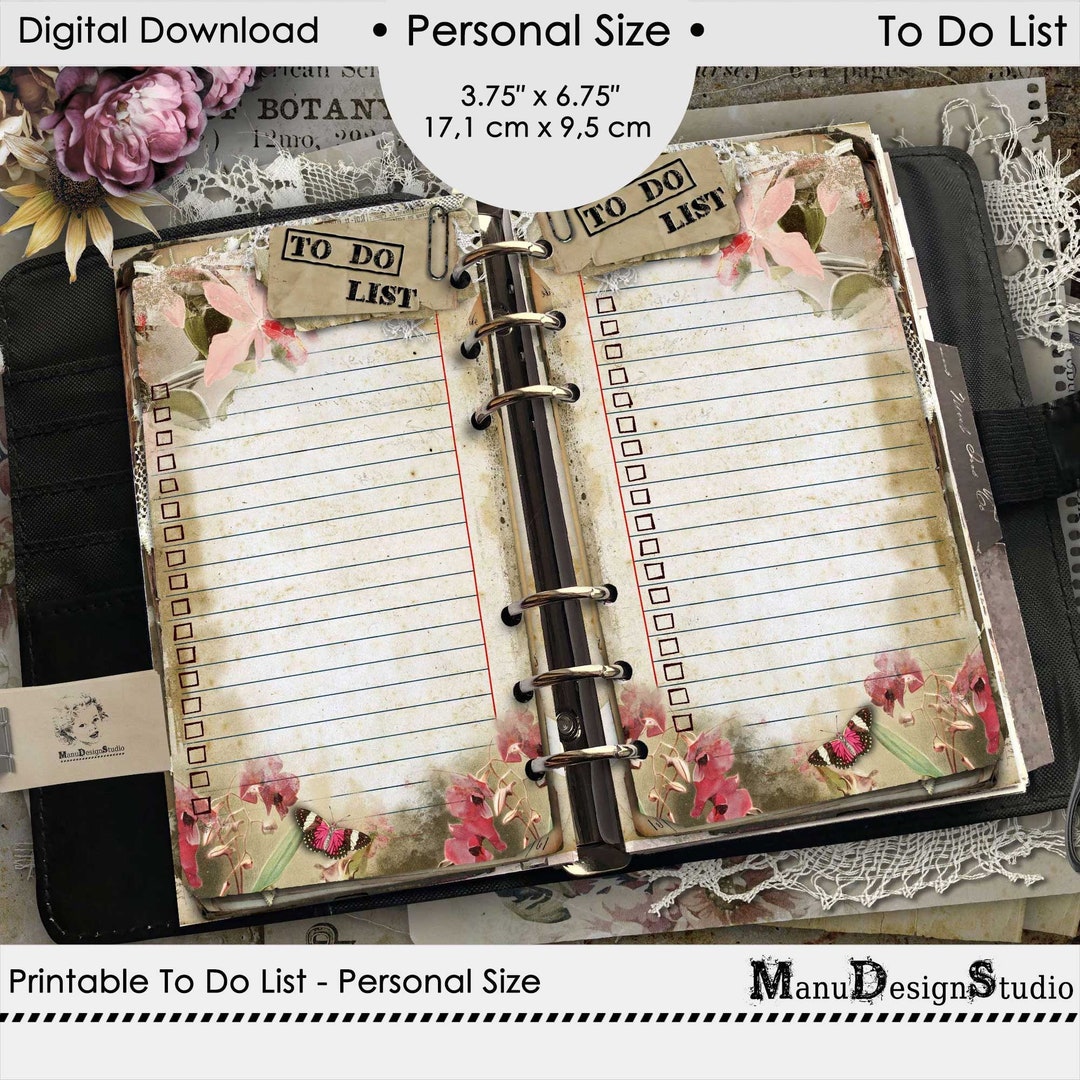 Personal Size to Do List, Checklist Printable Planner Pages, Bullet ...