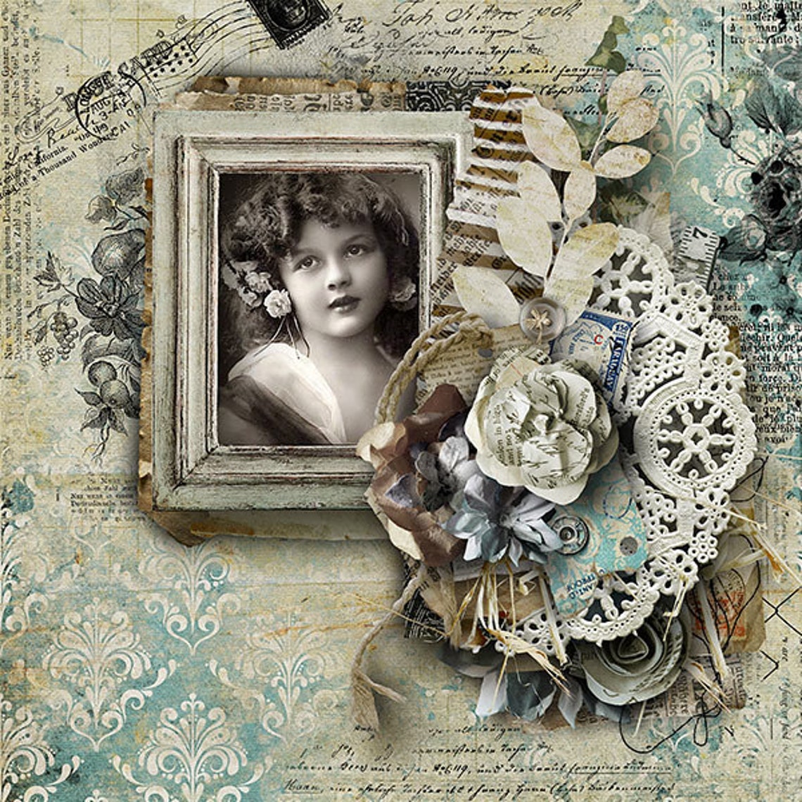 Digital Scrapbooking Kit Vintage Scrapbook Kit Scrapbook Etsy