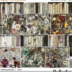 92% KORTING op enorme vintage digitale grafische bundel | Afdrukbare papieren, ephemera, bloemenachtergronden, digitale elementen