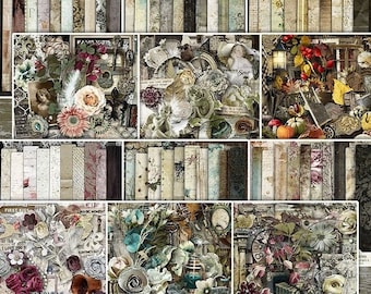 92% OFF Huge Vintage Digital Graphics Bundle | Printable Papers, Ephemera, Floral Backgrounds, Digital Elements