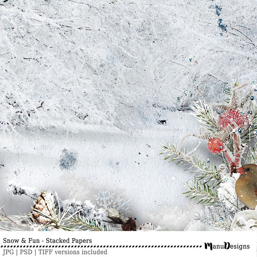 Digital Winter Papers Stacked Papers Premade Scrapbook - Etsy