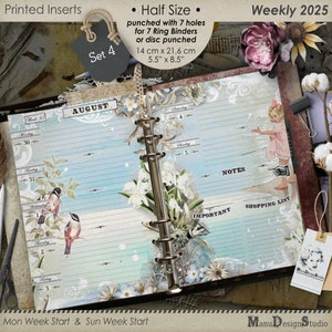 5.5 x 8.5 Half Size 2025 Planner Weekly Refill Pages, Set No. 4