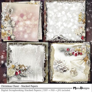 Stacked Papers - Christmas Cheer, Scrapbook Quick Page, Christmas Quick Page, Quick Page Layout, Digital Quick Page, Premade Layout