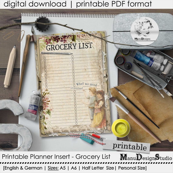 Printable Grocery List: Planner Insert (Digital Download)