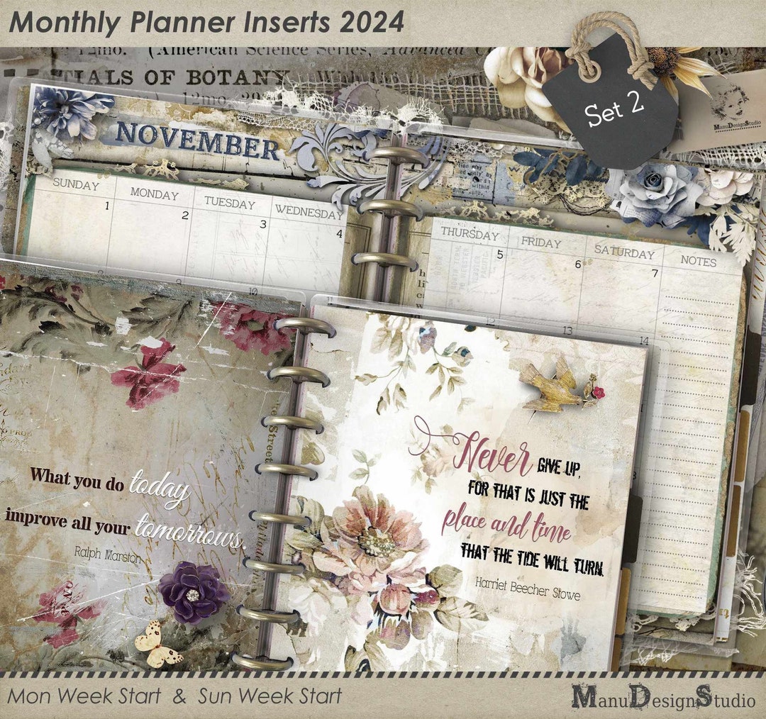 Happy Planner Classic 2024, Printed Monthly Inserts 2024, Agenda 2024