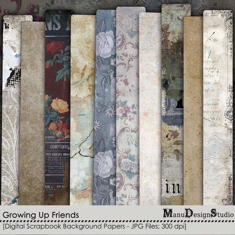 Mixed Media Vintage Printable Papers Digital Paper Pack Etsy