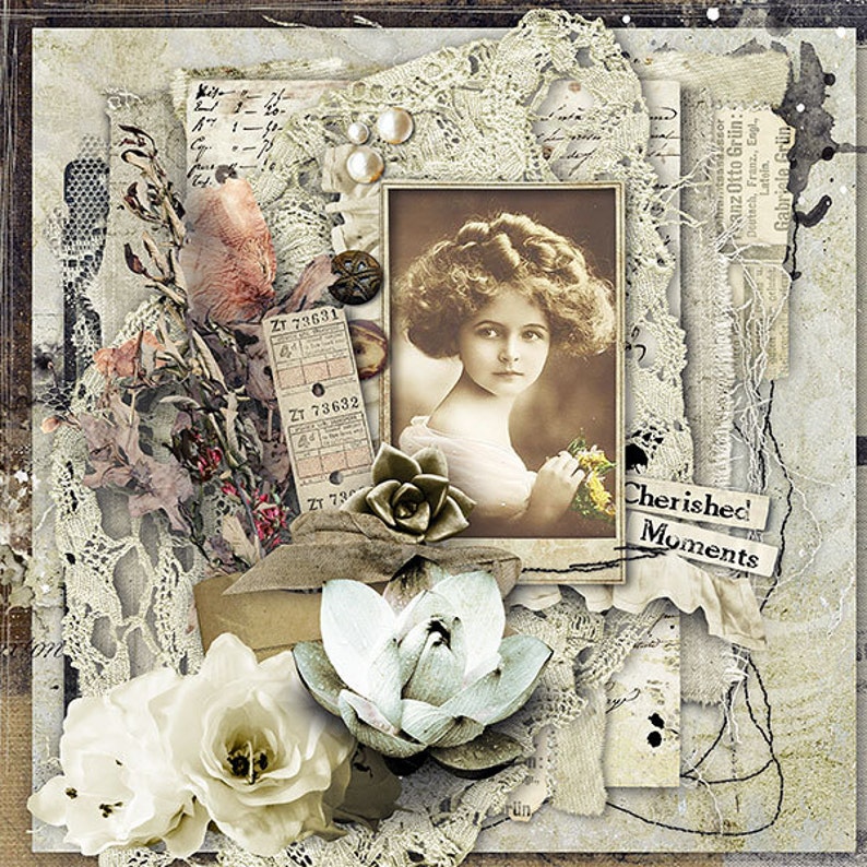 Digital Scrapbooking Kit Vintage Scrapbook Kit Scrapbooking Etsy