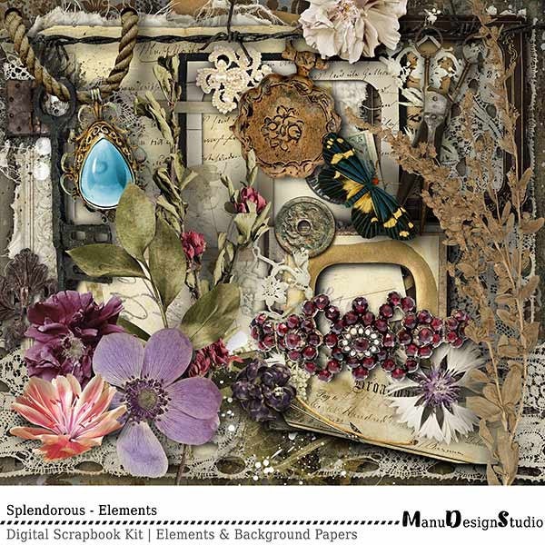 Scrapbooking Kit, Digital Scrapbook, Vintage Style, Digital Papers, Digital Elements, Shabby Papers, Scrapbook Elements, Old Vintage Papers