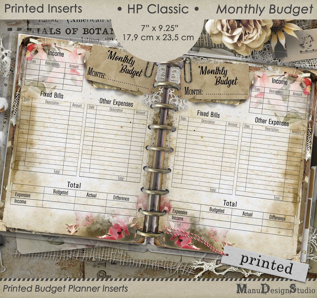 Printed Monthly Budget Planner for Happy Planner Classic, Financial ...