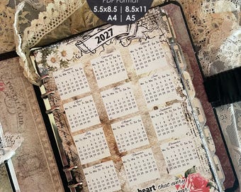 2027 Year At A Glance Planner Page Printable | A5, A4, 5.5x8.5, 8.5x11