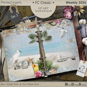 2026 Half Letter Size 5.5x8.5, Weekly Planner Refill, Set No. 3 - For US Customers (Customs Included)