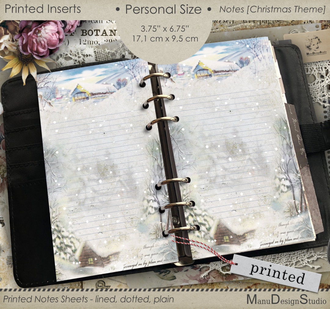 Winter Note Sheets Personal Size Printed Note Sheets in Christmas / Winter Look - Etsy