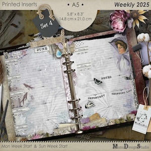 2025 Weekly Planner Pages A5, Set No. 4