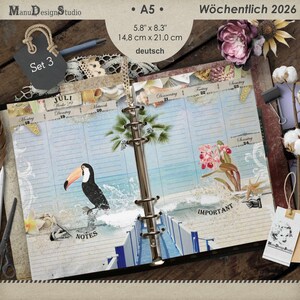 2026 Weekly Planner Inserts Size A5 in German, Set No. 3