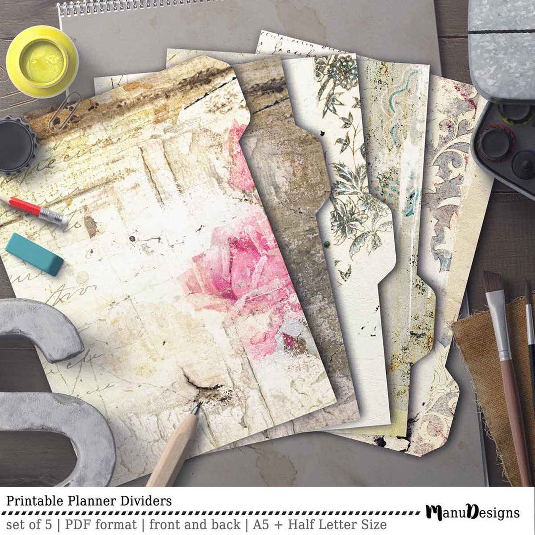A5 Planner Dividers, Printable Dividers, A5 Dividers, Planner Dashboard ...
