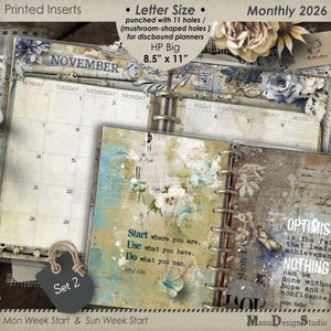 Encartes mensuales impresos tamaño carta 2026, Happy Planner grande, 8,5 x 11
