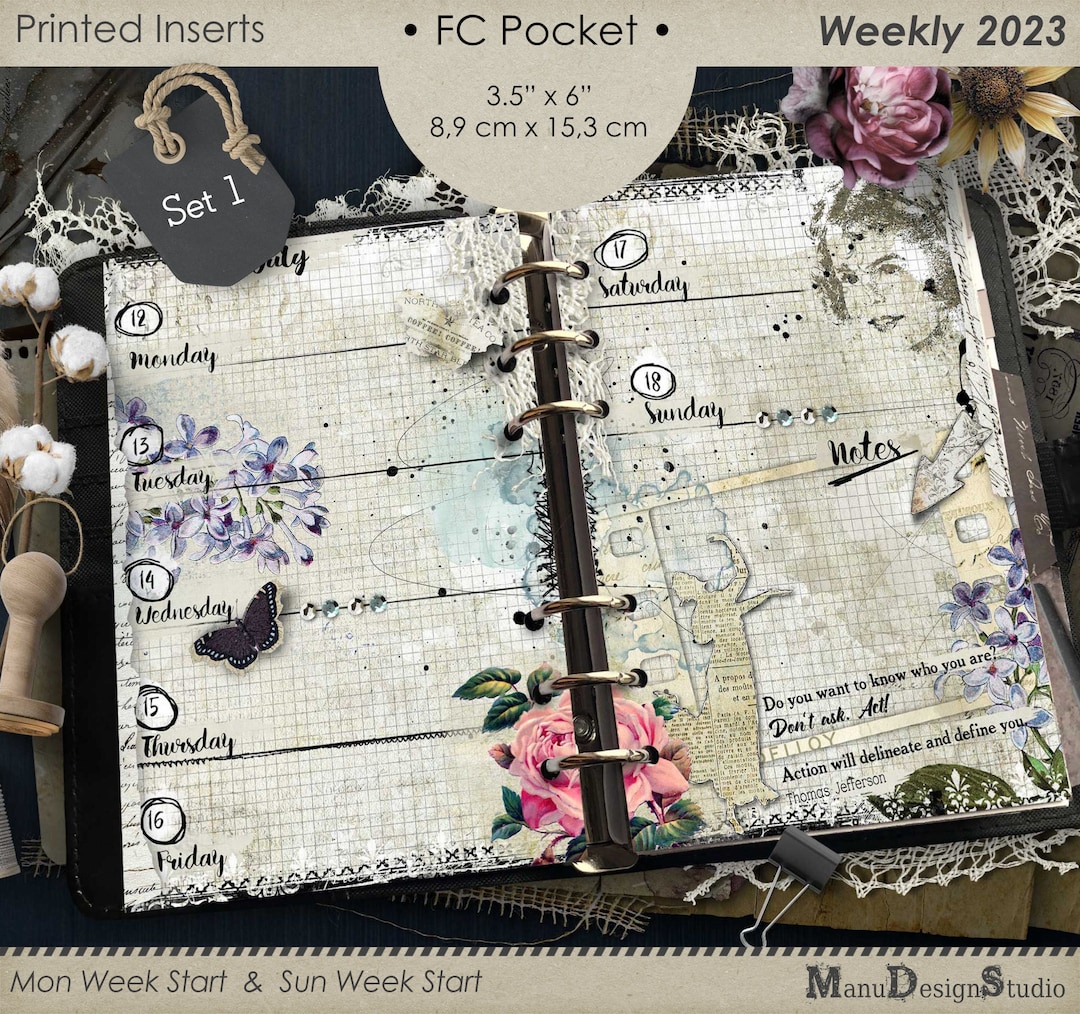 2023 Weekly Planner Refill, Pocket Size for Franklin Covey, Set No. 1