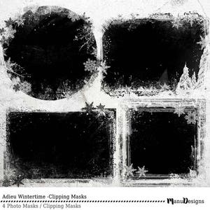Winter foto maskers, foto maskers, knipmaskers, Photoshop Template liggen, foto sjabloon voor fotografen, digitale Scrapbooking, Clipart, Frame