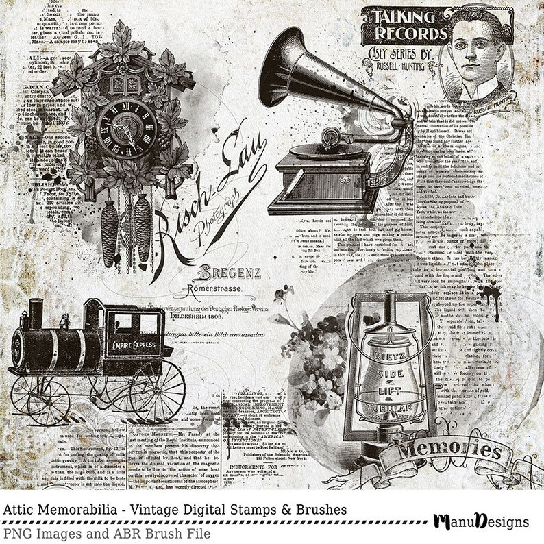 Digital Scrapbook Stamps Vintage Heritage Shabby Chic Etsy