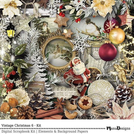 Christmas Digital Scrapbook Kit Vintage Christmas Background - Etsy
