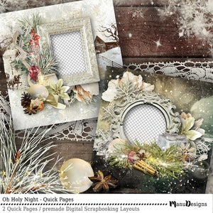 Scrapbook numérique, Page rapide, Noël vintage, Shabby Heritage, Mise en page de scrapbooking préfabriquée, Mise en page de scrapbooking de Noël, Premade, 12x12,
